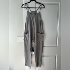 Grey Knit Jumpsuit with Zipper Detail, M